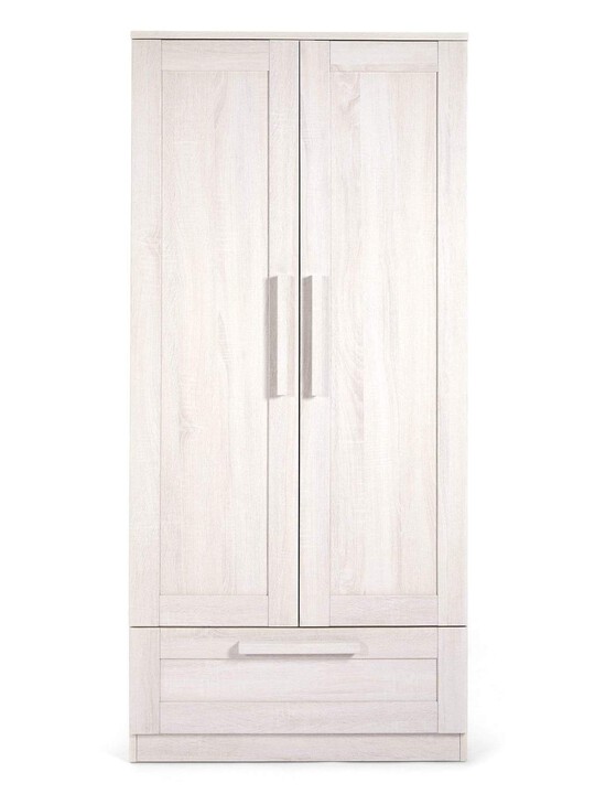 Atlas 4 Piece Cotbed with Dresser Changer, Wardrobe, and Essential Fibre Mattress Set- White image number 9